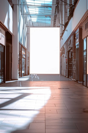 Blank billboard in a corridor of a modern office building. 3d renderingの素材
