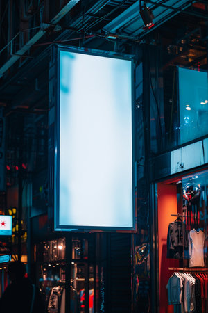 Blank billboard in the city at night, mockup for your designの素材
