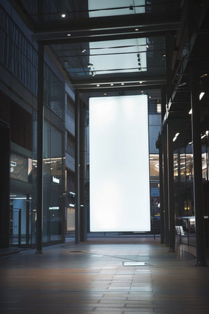 Blank billboard in modern office building. Mock up, 3D Renderingの素材