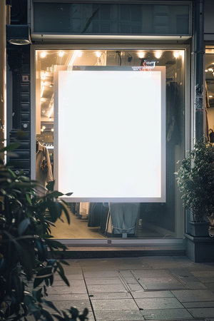 Blank billboard on the street at night. Mock up, 3D Renderingの素材