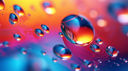 Water drops on a colorful background. Shallow depth of field.の素材