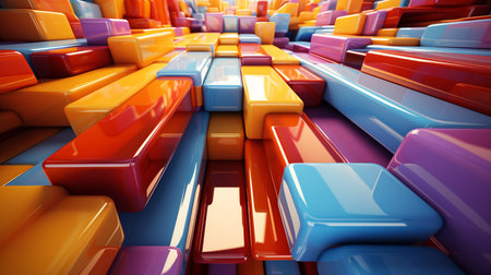 abstract 3d illustration of colorful cubes in a row, backgroundの素材