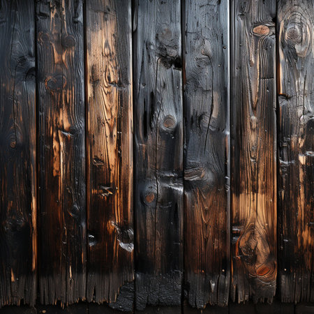 Wooden texture. Background of old wooden planks with knots and nail holesの素材