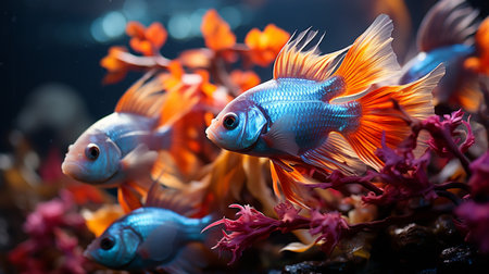 Siamese fighting fish in aquarium tank. Colorful fish.の素材