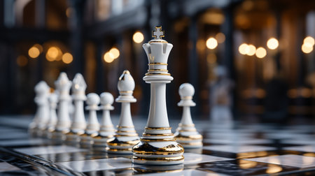 Chess board game concept strategy ideas and competition and strategy ideas for business successの素材