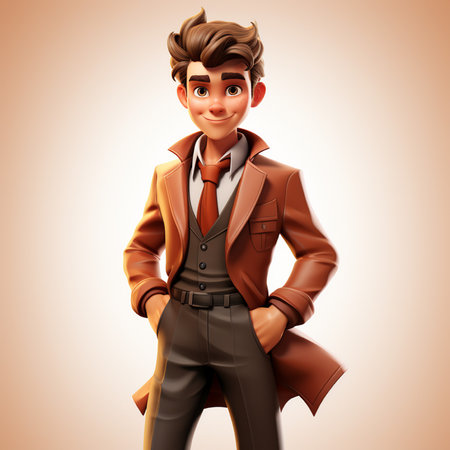 Fashionable young man in stylish clothes. 3D rendering.の素材