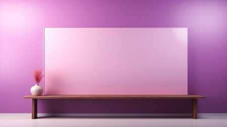 Empty pink room with wooden shelf and vase. 3d renderingの素材
