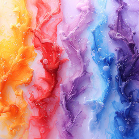 Colorful paint splashes isolated on white background. Abstract background.の素材