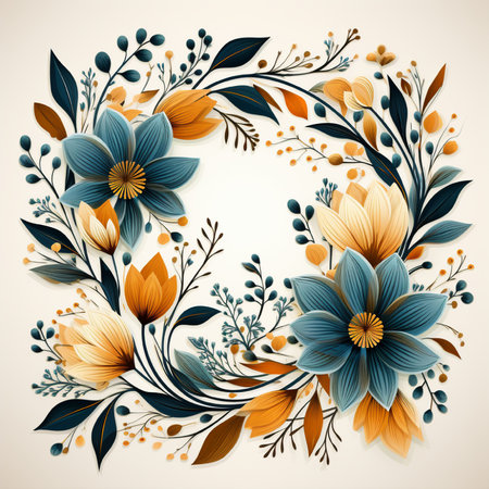 Floral background with hand drawn flowers and leaves. Vector illustration.の素材