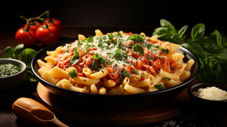 Pasta with bolognese sauce and parmesan cheeseの素材