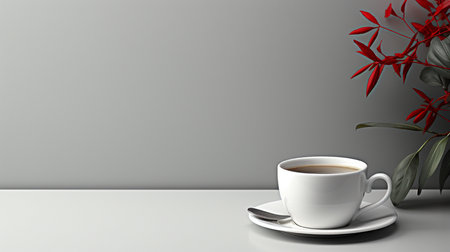 Coffee cup on the table. 3d illustration. Mock up.の素材