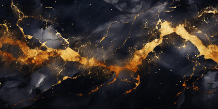 Marble texture background. Abstract pattern with gold and black marble.の素材