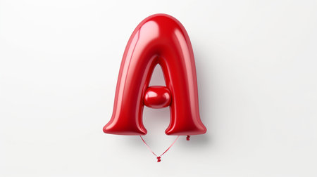Red balloon letter A isolated on white background. 3D rendered illustration.の素材