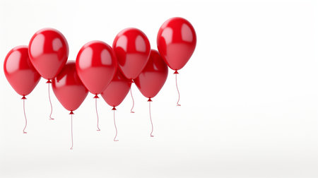 Red balloons on white background. 3D rendering. Copy space.の素材