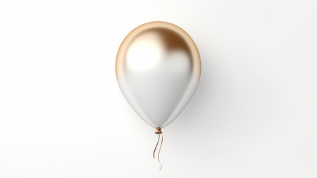 3d rendering of a golden balloon isolated in white studio background.の素材