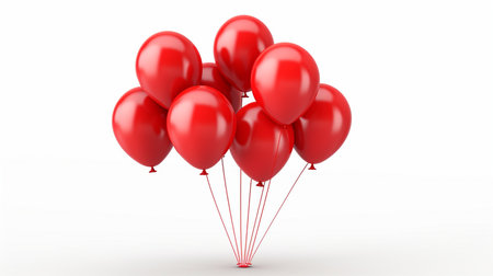Red balloons bunch isolated on white background. 3d render illustration.の素材