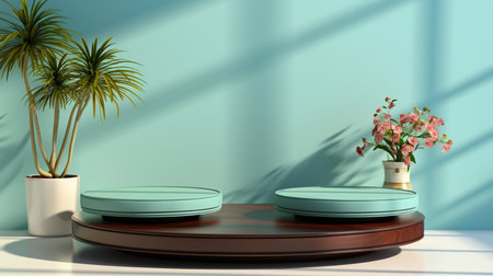 3d render of minimal geometric forms. Glossy podium for your design.の素材