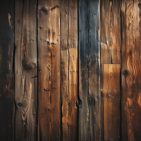Old wooden background or texture. Grunge dark wood panels.の素材