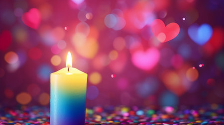 Candle and heart bokeh background. Valentine's day conceptの素材
