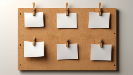 close up of  a note paper on a wooden board with clothespinsの素材