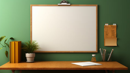 Mock up poster frame in interior background, 3D Illustrationの素材