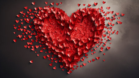 Valentines Day background with red hearts. 3D Renderingの素材