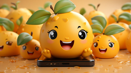 Easter egg with smiley faces and smartphone. 3d illustrationの素材