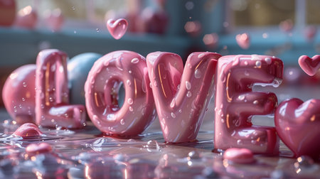 Valentine's day background with pink hearts. 3d renderingの素材