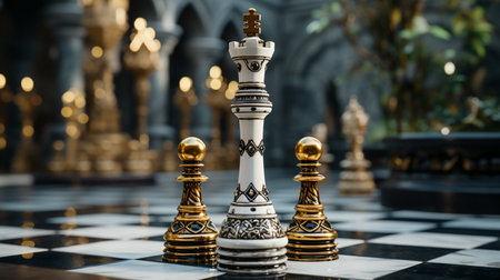 Chess pieces on a chessboard. The concept of business ideas and competition.の素材