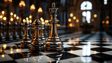 Chess business concept for success and leadership. 3D illustration.の素材