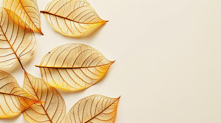 Autumn leaves on white background. Flat lay, top view.の素材