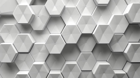 Abstract 3d rendering of white hexagons. Futuristic background.の素材