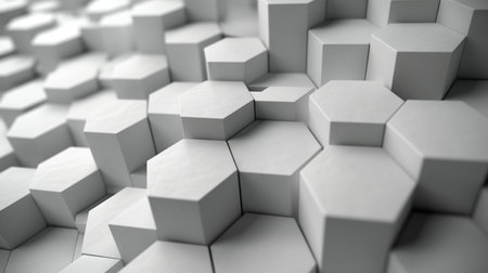 White hexagon background. 3d rendering, 3d illustration.の素材