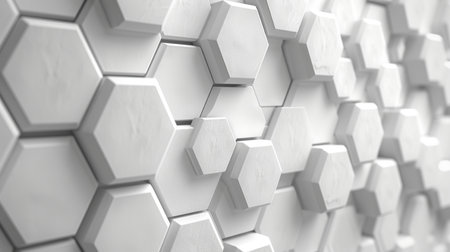 Abstract 3d rendering of white hexagons. Creative background with hexagons.の素材