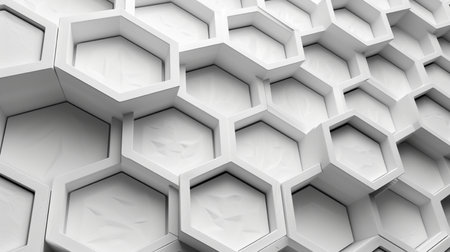 Abstract 3d rendering of hexagons background. Wall of hexagons. Honeycomb pattern.の素材