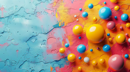 abstract colorful background with drops of water, 3d render illustrationの素材