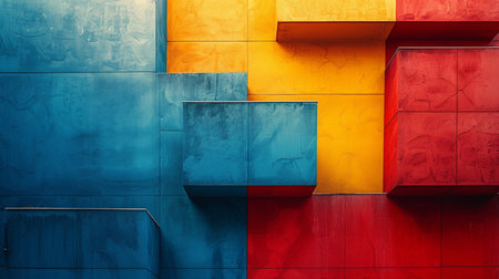 3d illustration of abstract geometric background with multicolored cubes.の素材