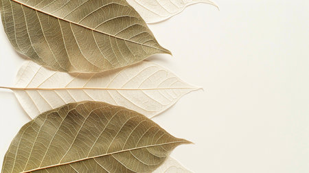 Dry leaves on a white background. Flat lay, top view.の素材