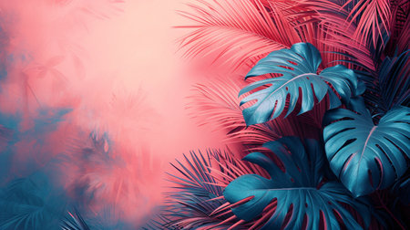 Tropical background with palm leaves. Color of the year 2019.の素材