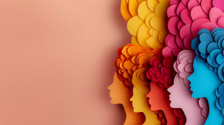 3d illustration of female and male heads in colorful background with copy spaceの素材