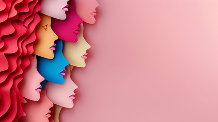 Abstract human faces background. 3d illustration. Banner, poster template.の素材