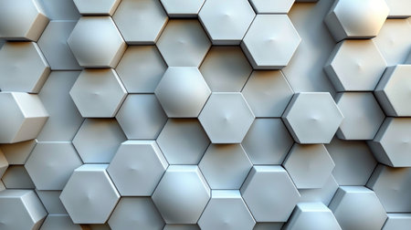 Abstract 3d rendering of hexagons background. Reflective surface pattern.の素材
