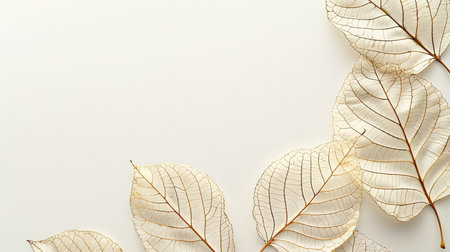Dry leaves on white background, top view. Space for textの素材