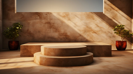 Podium for product display. 3d rendering mock up scene.の素材