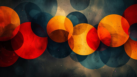 abstract colorful circles on textured grunge background - retro styleの素材