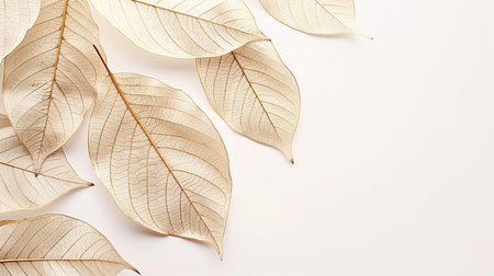 Dry leaves on a white background. Flat lay, top view.の素材
