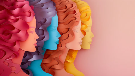 3d rendering of a group of people's heads in different colorsの素材