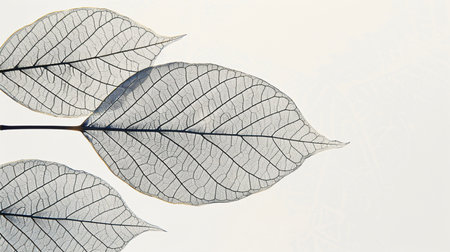 Leaves of a magnolia on a white background with space for textの素材