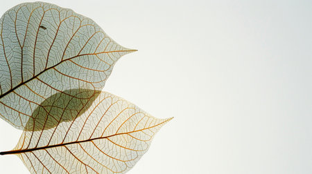autumn leaf on a white background with space for your text.の素材