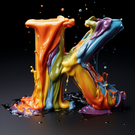 Colored paint splashes isolated on black background. 3d renderingの素材